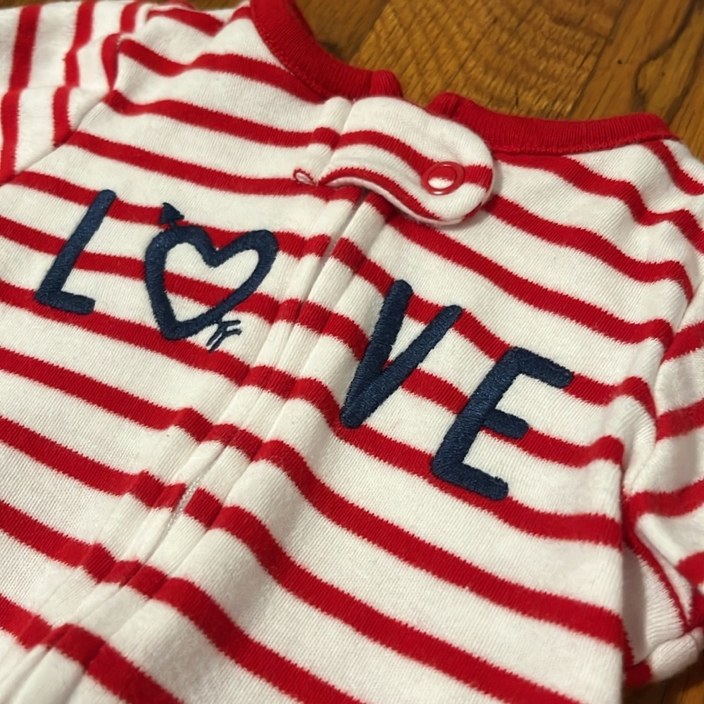 Love - White and Red Stripped Footed Sleeper